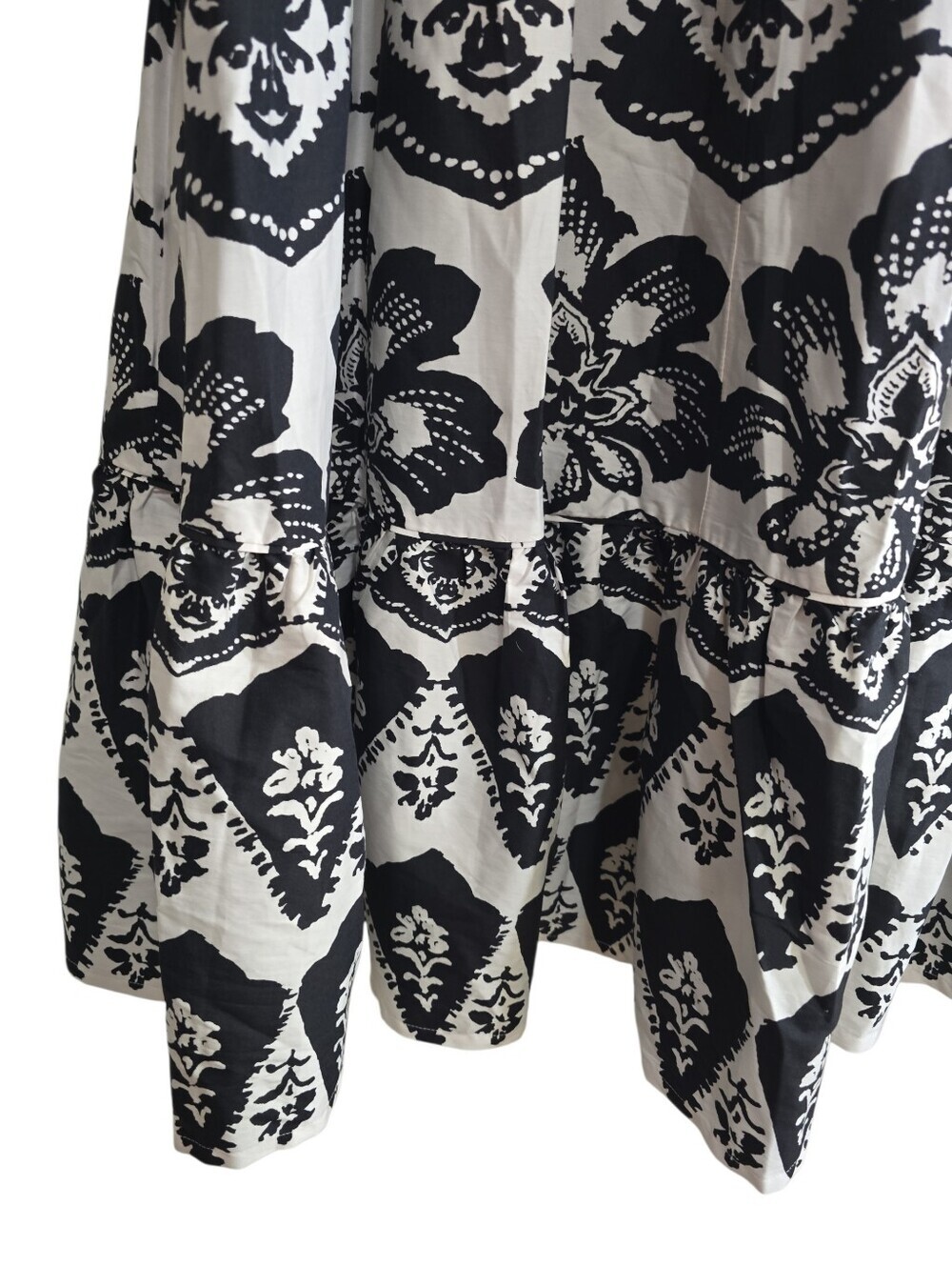 Chico's Poplin Balloon Sleeve Floral Midi Dress 3.5 18 Black White - Picture 6 of 8
